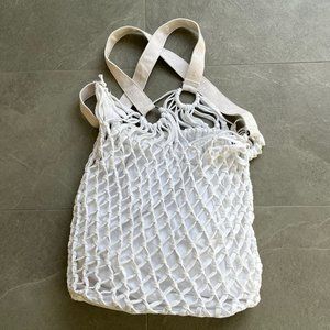 Tommy Bahama Woven Macramé Mesh Beach Bag Purse, White
